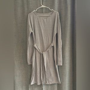Grey striped Pretty Garden midi dress XL